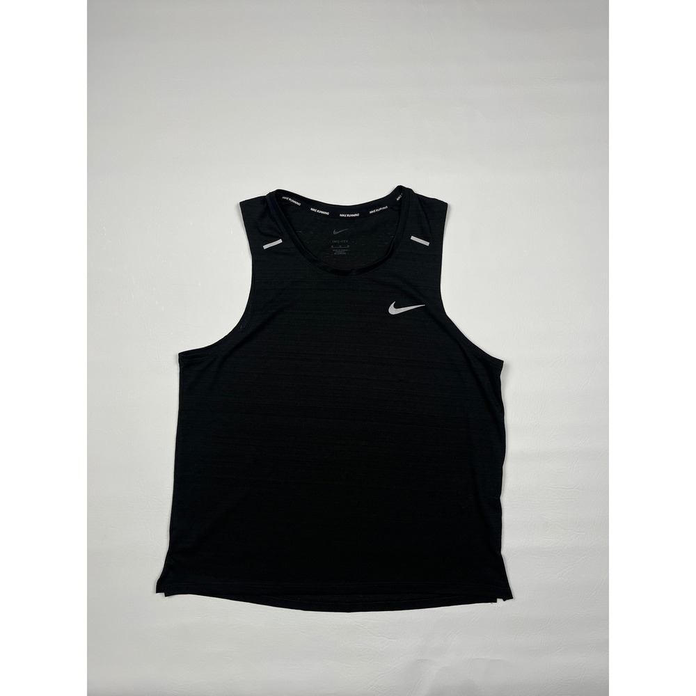 Nike Miler Singlet Mens Medium Black Running Training Tank Top Dri-FIT